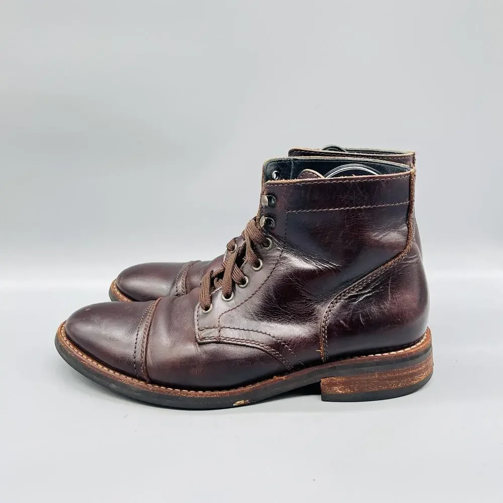 Thursday Boot Co Boots Mens 9 Brown Leather Combat Cap Toe Ankle Lace Up Shoes